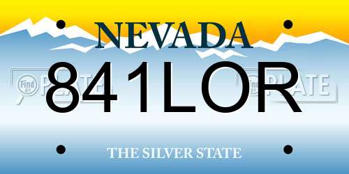 841LOR Nevada License Plate