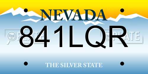 841LQR Nevada License Plate