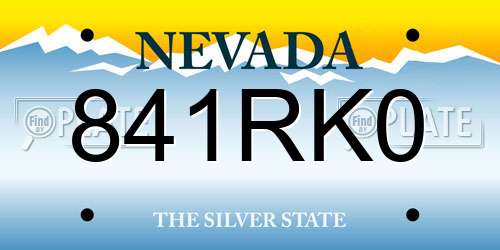 841RK0 Nevada License Plate