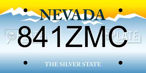 841ZMC Nevada License Plate