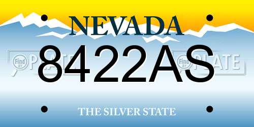 8422AS Nevada License Plate