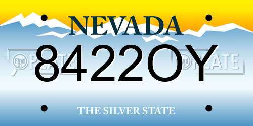 8422OY Nevada License Plate