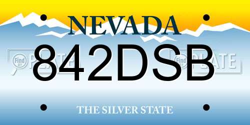 842DSB Nevada License Plate