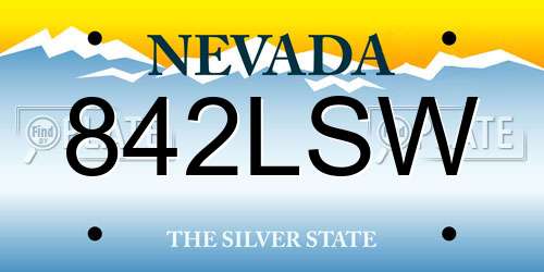 842LSW Nevada License Plate