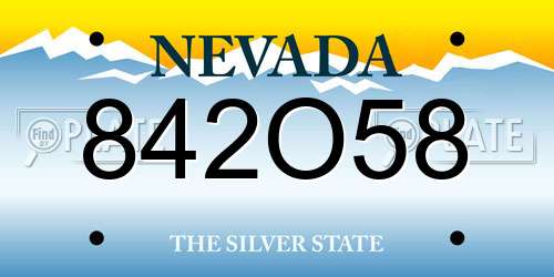 842O58 Nevada License Plate