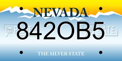 842OB5 Nevada License Plate