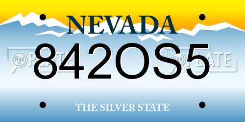 842OS5 Nevada License Plate