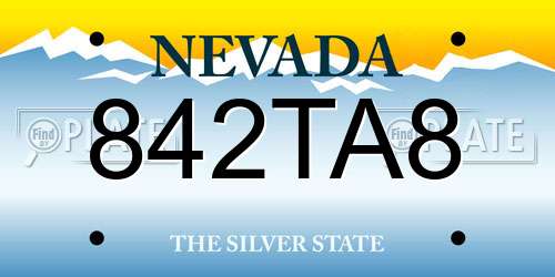 842TA8 Nevada License Plate