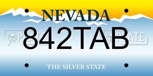 842TAB Nevada License Plate