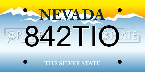 842TIO Nevada License Plate