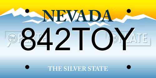 842TOY Nevada License Plate