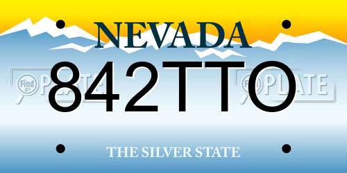 842TTO Nevada License Plate