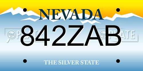 842ZAB Nevada License Plate