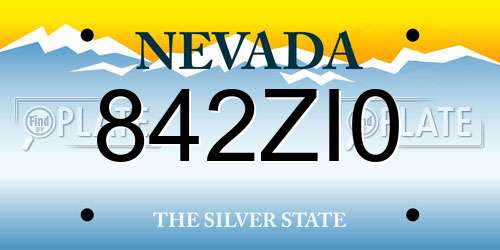 842ZI0 Nevada License Plate