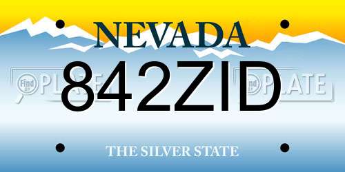 842ZID Nevada License Plate