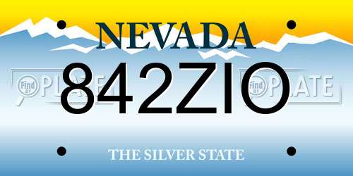 842ZIO Nevada License Plate