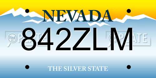 842ZLM Nevada License Plate