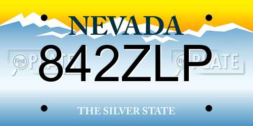 842ZLP Nevada License Plate