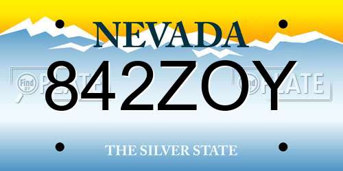 842ZOY Nevada License Plate