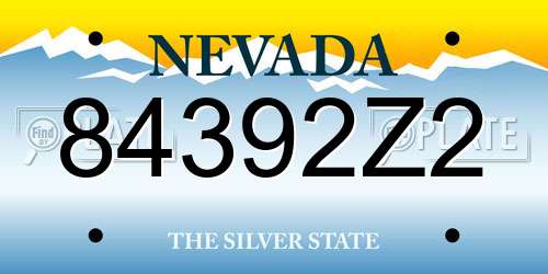 84392Z2 Nevada License Plate