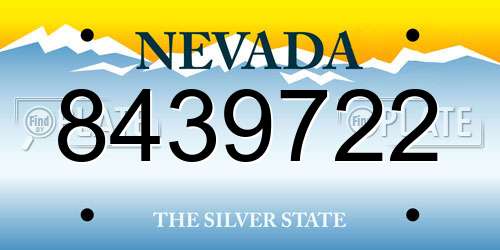 8439722 Nevada License Plate