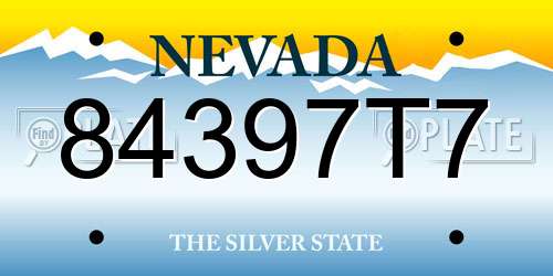 84397T7 Nevada License Plate