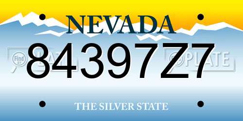 84397Z7 Nevada License Plate