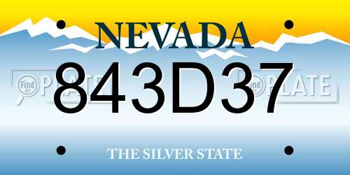 843D37 Nevada License Plate