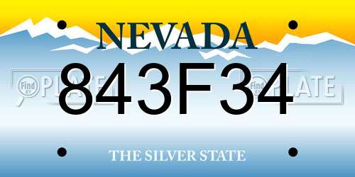 843F34 Nevada License Plate
