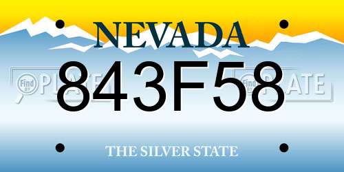 843F58 Nevada License Plate