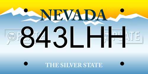 843LHH Nevada License Plate