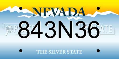 843N36 Nevada License Plate