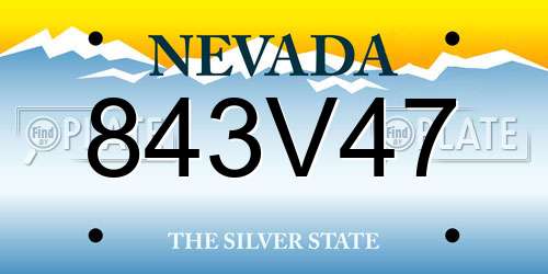 843V47 Nevada License Plate