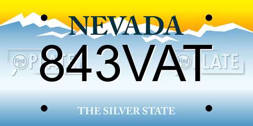 843VAT Nevada License Plate