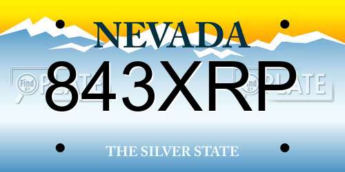 843XRP Nevada License Plate