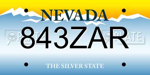 843ZAR Nevada License Plate