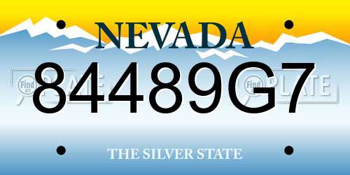 84489G7 Nevada License Plate
