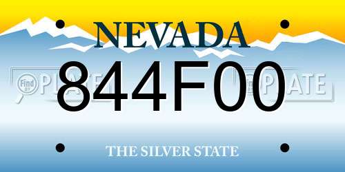 844F00 Nevada License Plate
