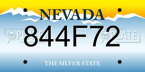 844F72 Nevada License Plate