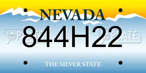 844H22 Nevada License Plate