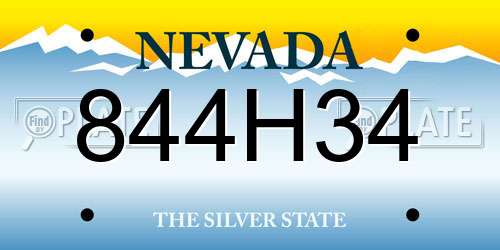 844H34 Nevada License Plate
