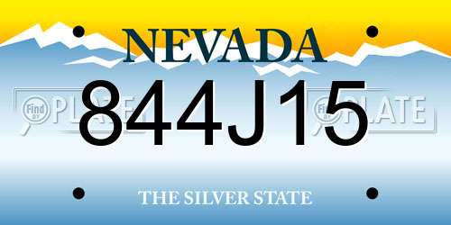 844J15 Nevada License Plate