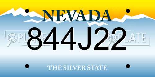 844J22 Nevada License Plate