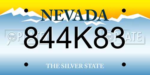 844K83 Nevada License Plate