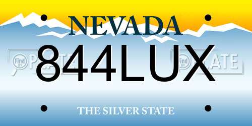844LUX Nevada License Plate