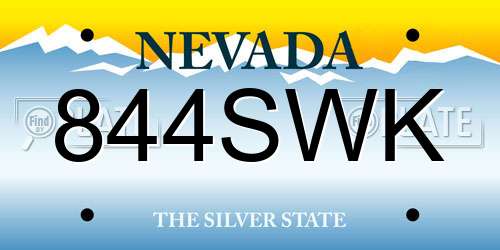 844SWK Nevada License Plate