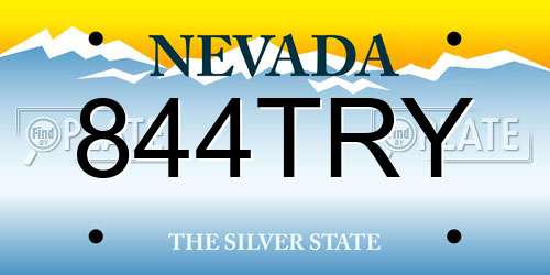 844TRY Nevada License Plate