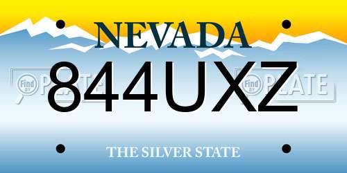 844UXZ Nevada License Plate
