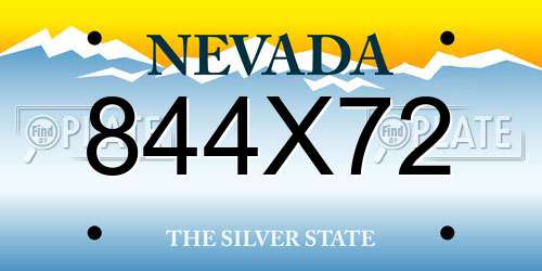 844X72 Nevada License Plate