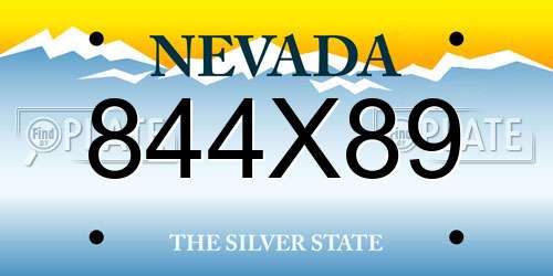 844X89 Nevada License Plate